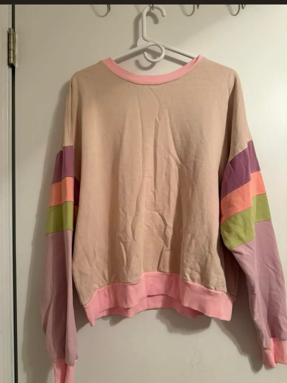Pastel Colorblock Crewneck Sweatshirt - Pink, Lavender, Peach, Lime
